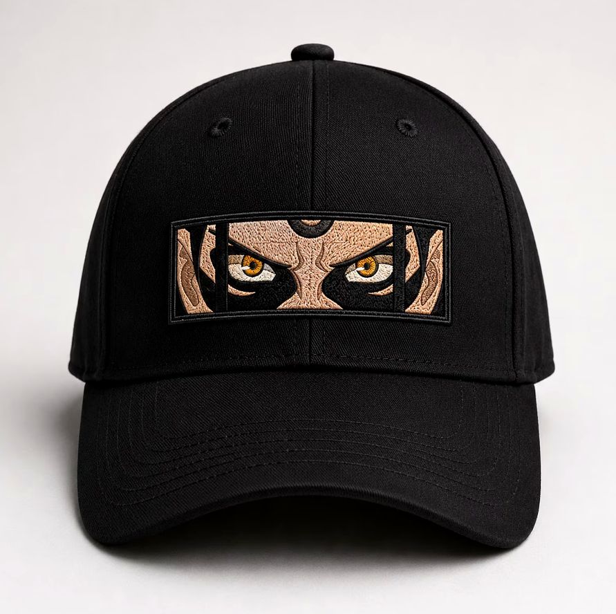 Anime eyes embroidery on baseball cap