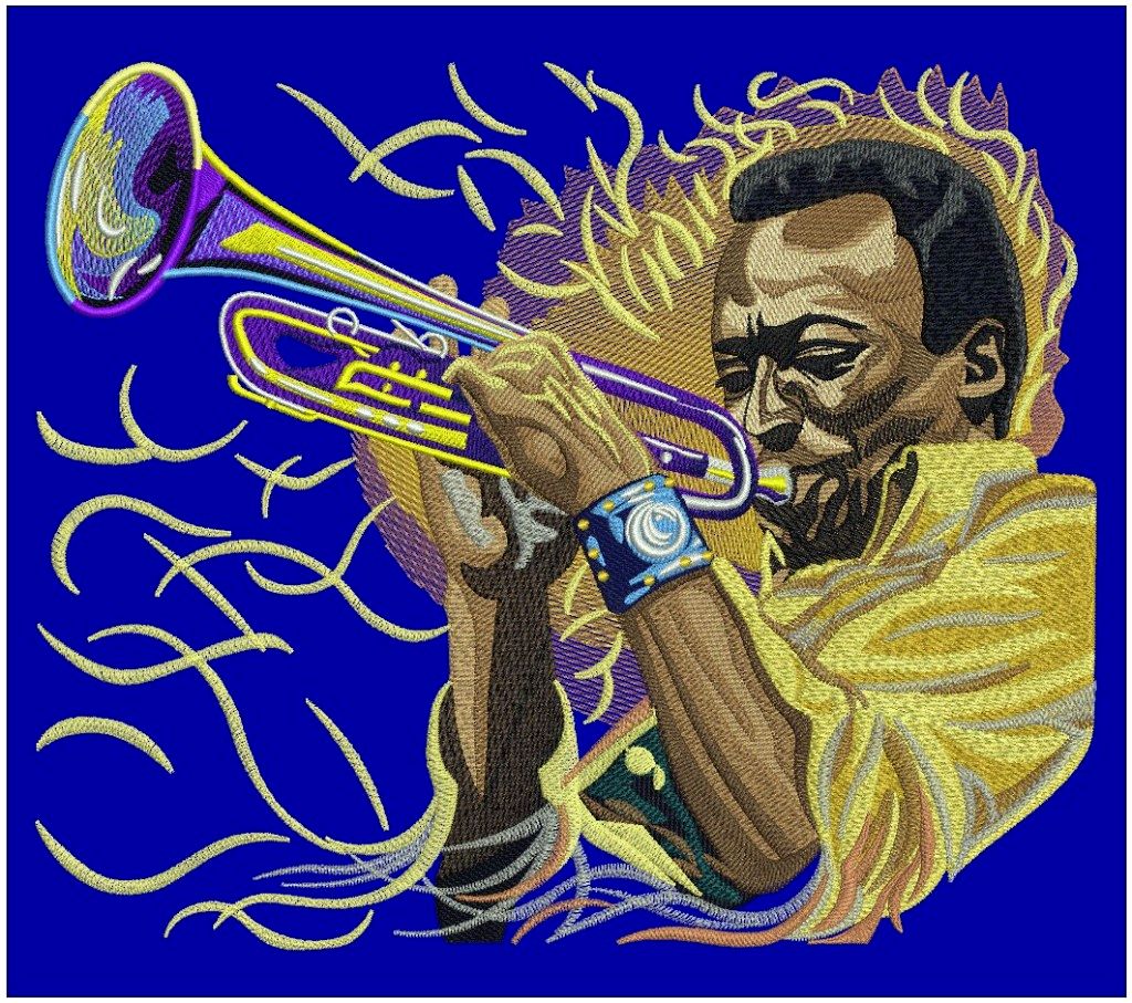 Miles Davis embroidery portrait
