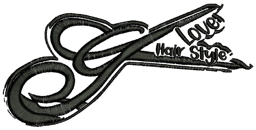 Hair Style Lover scissors logo stitch preview